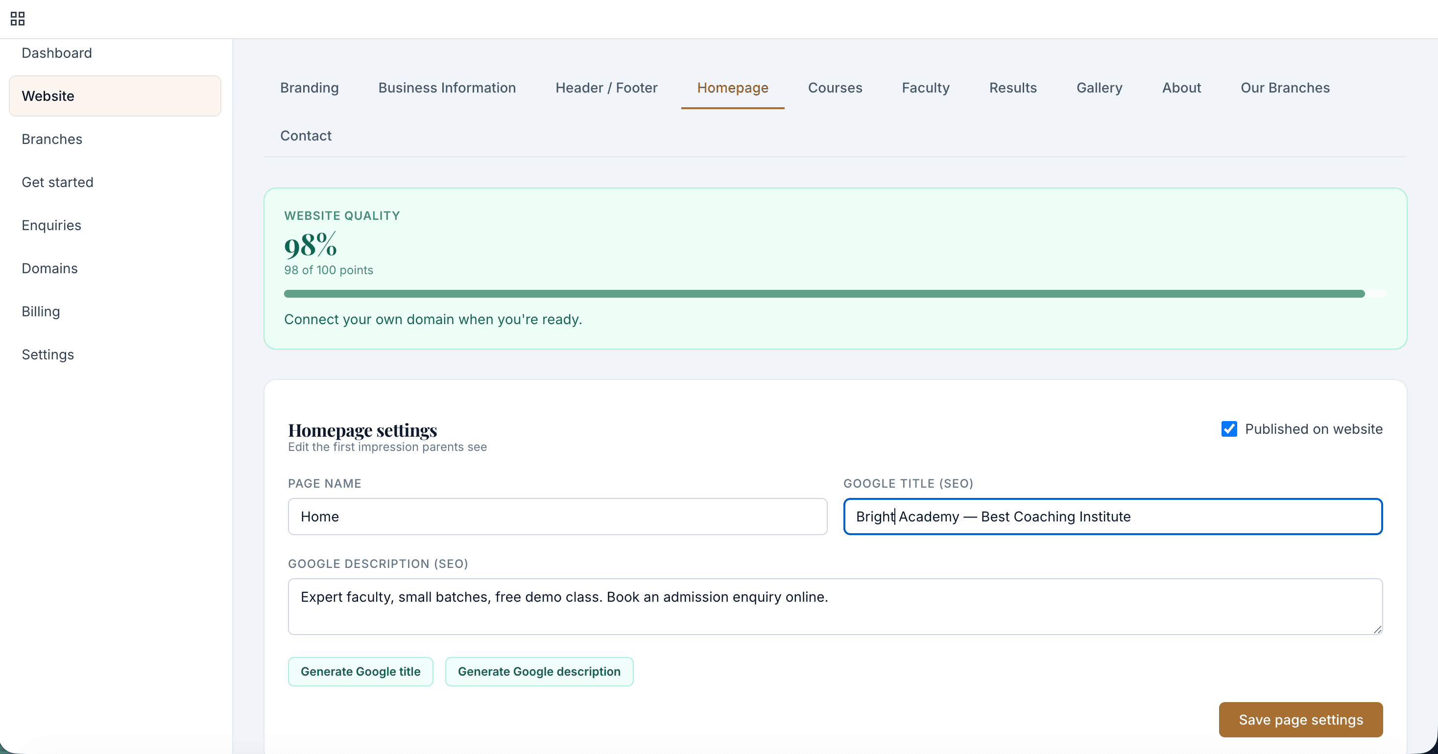 Update everything yourself — packages, pricing & gallery, no developer